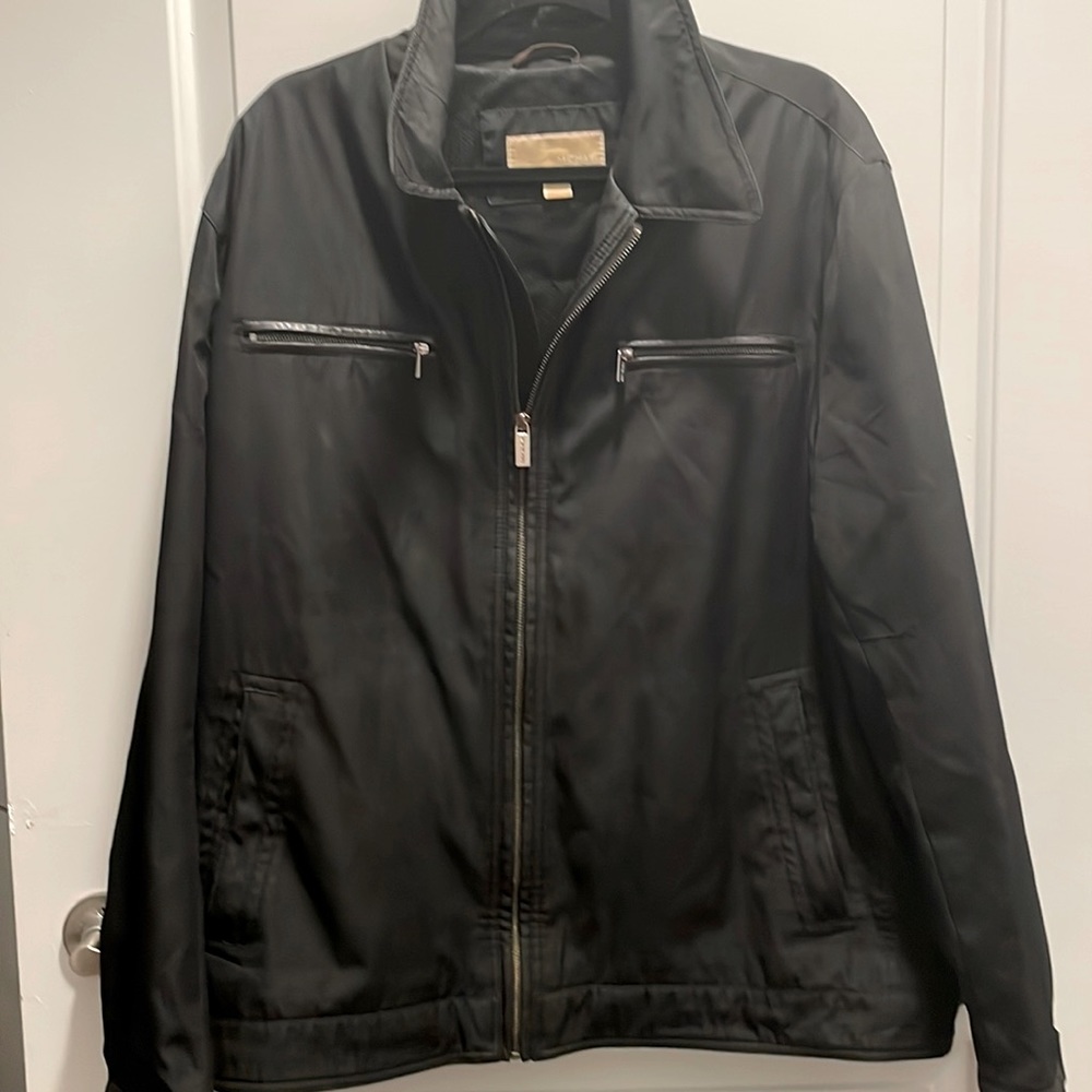 MICHAEL Michael Kors black lightweight jacket with 100% leather trim XXL